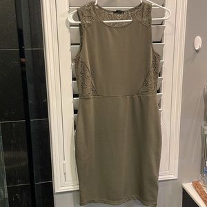 Military green bodycon lace cutout sleeveless h&m dress mini/midi dress